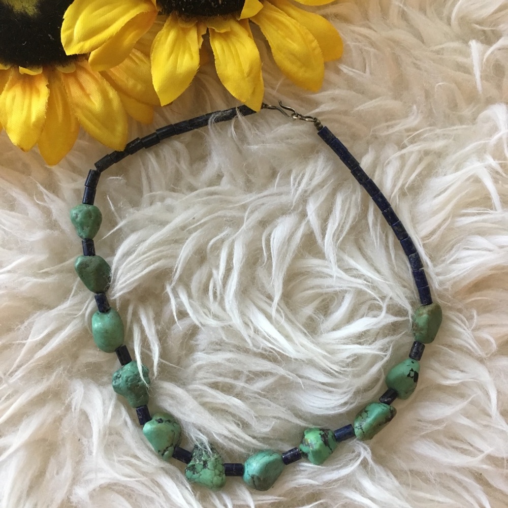 Green Turquoise and Lapis choker